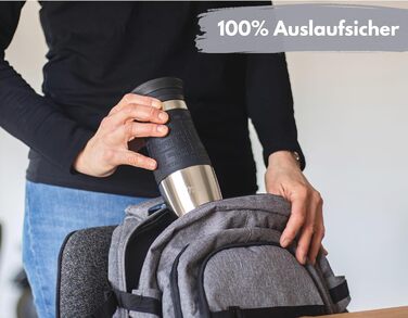 Термокружка Milu 450 мл, 370 мл з нержавіючої сталі, для кави 'to go', з подвійними стінками, не протікає, чорна