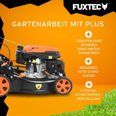 Бензиновий газонокосарка FUXTEC FX-RM4346 3в1 з приводом на задні колеса, ширина косіння 42 см, 146 см³, 40 л, збір трави
