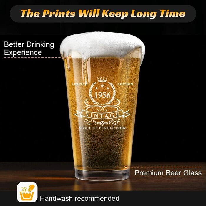 Пивний келих LIGHTEN LIFE 450 мл в дерев'яній подарунковій коробці, 1966 рік народження - ідеальний подарунок для чоловіка, тата, чоловіка на 60 років