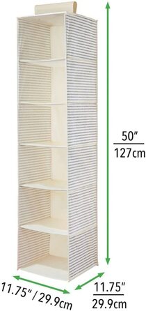 Підвісна тканинна шафа mDesign 6 полиць смугастий для одягу, ременів, клатчів білий/синій