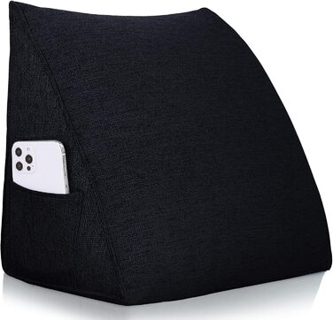 Підвалин для читання Bettkeil, регульоване подушечка для читання, трикутна подушка, подушка-клинок, диванна подушка для попереку, шиї, подушка для спини з знімним льняним чохлом (жовтий (чорний), 45см)