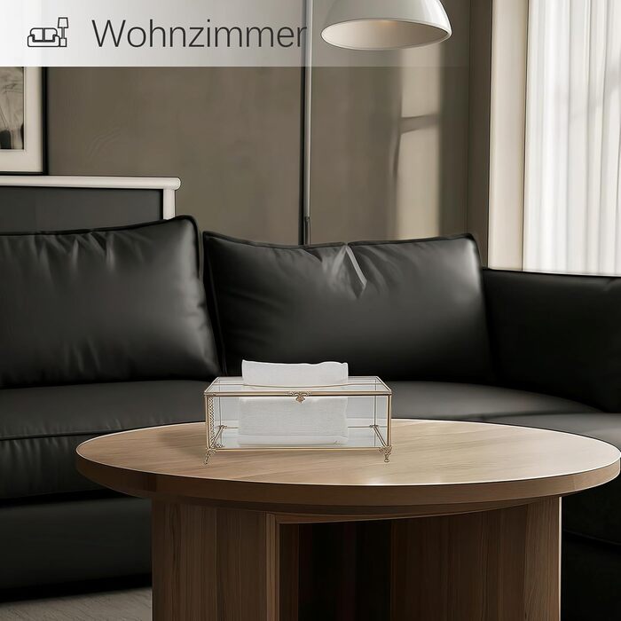 Скляна коробочка для серветок SLHEQING Gold - прямокутна, для ванної, вітальні, спальні, офісу (прозора)