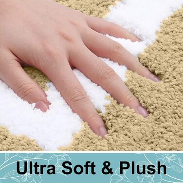 Набір килимків для ванної кімнати Homaxy: антиковзаючі, м'які, з мікрофібри, пухнасті. 2 шт. (40x60 см + 50x76 см), бежевий колір