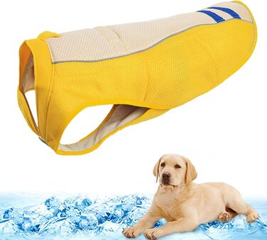Жилет для собак Mosucoirl, літня куртка для собак, повітропроникний жилет, випарна куртка для захисту від спеки, літня куртка для собак, для занять спортом на відкритому повітрі, прогулянок, полювання, тренувань (Жовтий, S) Жовтий S