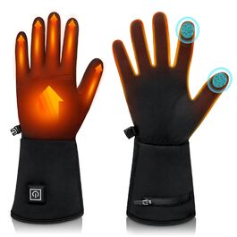 Електричні гріючі рукавички для жінок та чоловіків, чорні, M/L, водонепроникні, з акумулятором 7.4V 2200mAh, 3 режими нагріву, сумісні з сенсорними екранами