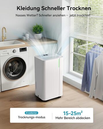 EUHOMY Електричний осушувач повітря для підвалу з відведенням води, тихий та економічний, з автоматичним розморожуванням, таймером, для квартири до 50 м² (12 л/день)