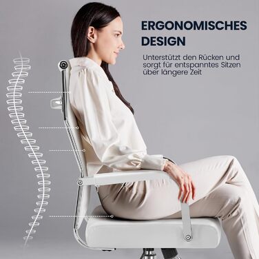 Офісне крісло Yaheetech з підлокітниками, офісний стіл, крісло для начальника, комп'ютерне крісло з високою спинкою, робоче крісло з функцією гойдання, біле, до 136 кг