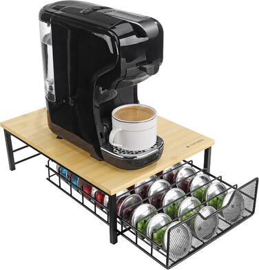 Тримач для капсул Tassimo Navaris з бамбука та заліза - органайзер для 54 капсул - чорний