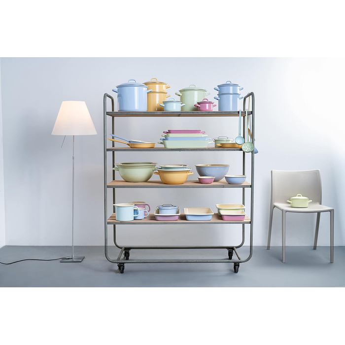 Riess Емальований молочник з великим виливом, CLASSIC - BUNT/PASTELL, білий, діаметр 14 см, 6 см висота, 0.75 л