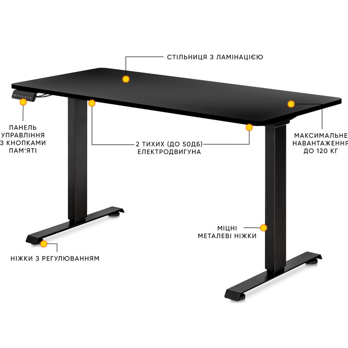 Стіл Mealux PowerDesk Duo Black (арт. EVO-242 Duo B/B)