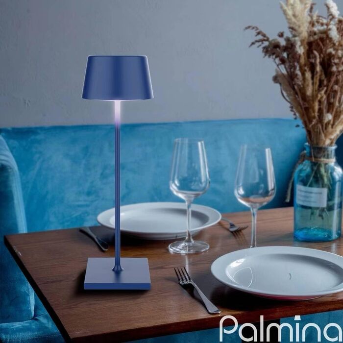 LED настільна лампа Palmina 842 з диммуванням, акумулятор 4400mAh, IP54, для дому та саду, блакитна