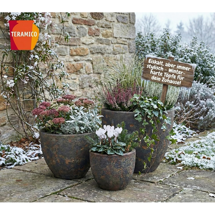 Керамічний горщик Teramico Premium: ручна робота, морозостійкий, з отвором для поливу. Підходить для квітів у саду та вдома. Унікальний горщик Lava Braun, 21x18 см