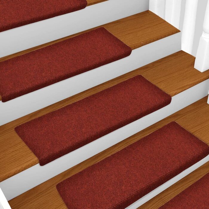Килимок для сходів з самоклеючими точками Килимки для ступенів Килимки для сходів Килимок для сходів захист сходів голкопробивний нетканий матеріал 65x25 см (5 шт., червоний), 15 шт.