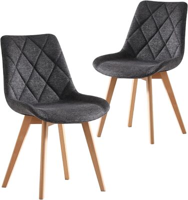 Стілець для їдальні B&D Home Tania (2 шт.) - оббивка Merlot, дизайн в стилі Skandi, для кухні, офісу, вітальні