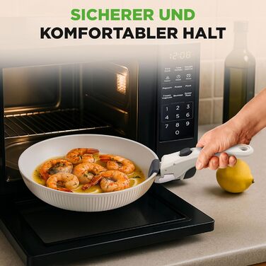 Набір посуду NutriChef 18 предметів з кераміки з знімними ручками, антипригарне покриття, для всіх плит, включаючи індукцію, сумісний з духовкою, компактний, складений, кремовий колір