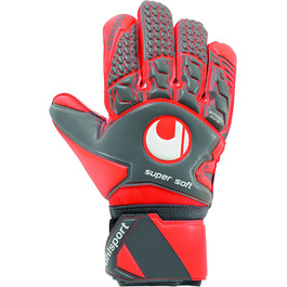 Воротарські рукавички uhlsport Aerored-Supersoft-розміри 6 - рукавички для воротарів з внутрішньої сторони, розроблені професіоналами-оптимальний захоплення і довговічність-Темно-сірий / флюоро-червоний (7, темно-сірий / флюоро-червоний / білий)