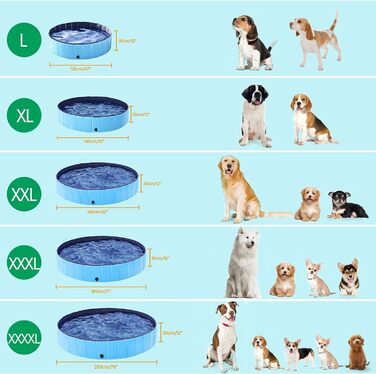 Басейн для собак Yaheetech, Басейн 180 х 30 см, Басейн для собак, Басейн для собак, Складний басейн Ванна Водний басейн, (Синій, XXXL - 180 х 30 см)