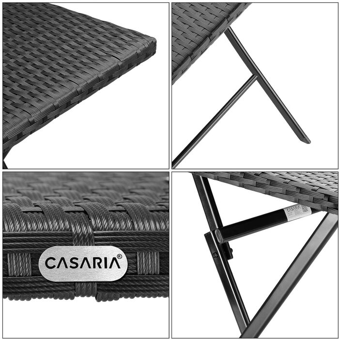Журнальний стіл Casaria Poly Rattan 65x65 см Складний стійкий до погодних умов 60 кг Вантажопідйомність Відкритий сучасний сад Тераса Балкон Кемпінговий стіл Розкладний стіл чорний