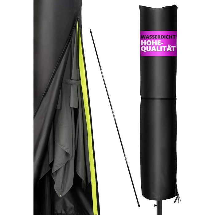 Чохол для парасольки Menz 2-4 м, 420D Oxford, водонепроникний, UV-стійкий, вітростійкий, для саду (чорний, 275x55 см)