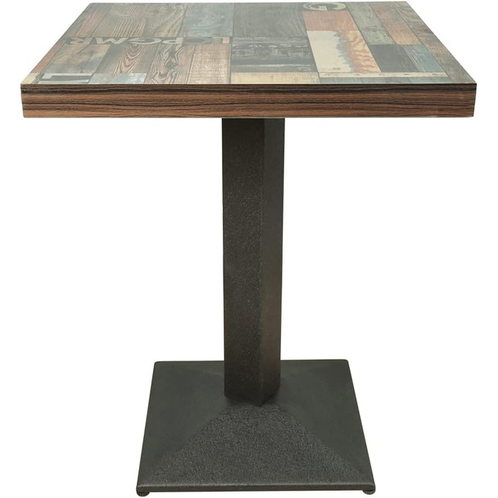 Стол кухонний Homewell квадратний на одній ніжці, для 4 осіб, 60x60x75 см, коричневий (вінтажний квітковий принт)