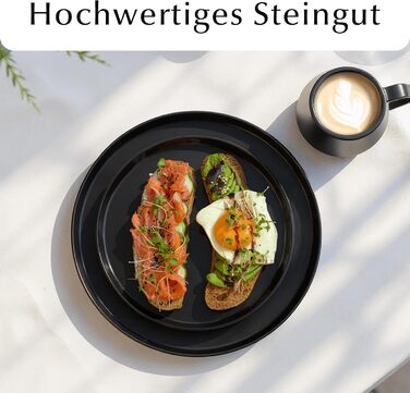 Набір посуду Miamio для 8 осіб (24 елементи) з каменю, сучасний сервіз, підходить для миття в посудомийній машині та використання в мікрохвильовій печі, білий колір