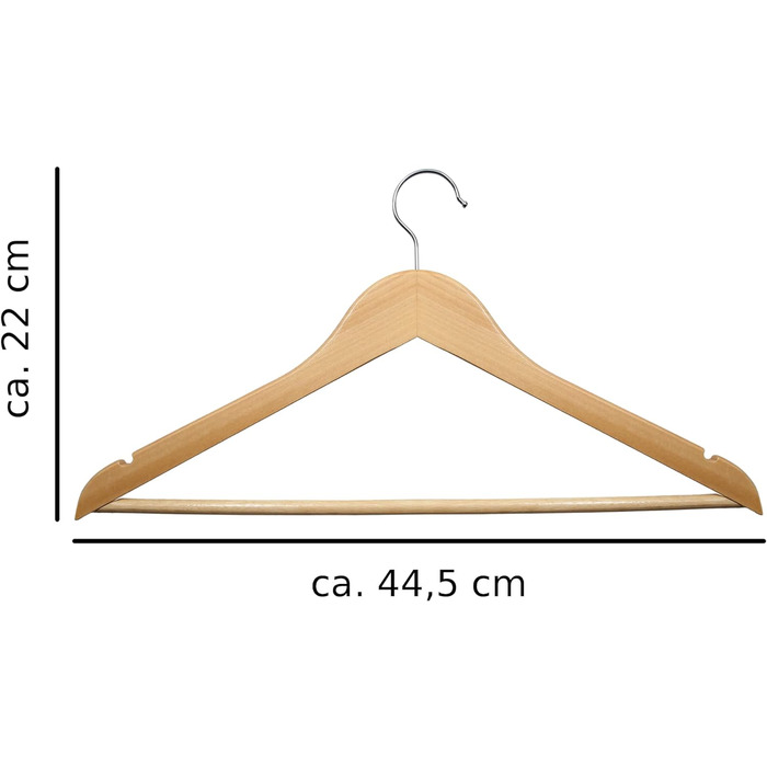 Вішалка для верхнього одягу з дерева 44,5 x 22 см Обертання на 360 Набір з 30 дерев'яних вішалок