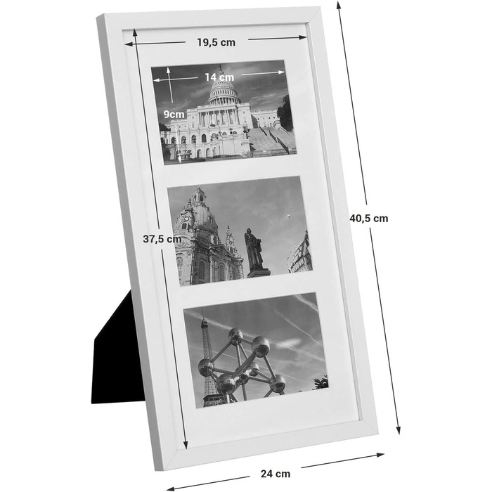 Фоторамки SONGMIC для 3 фотографій, фоторамки, фотоколлажу, декору стін, підвісні або стоячі, придатні для 4 x 6 дюймів (10 x 15 см).