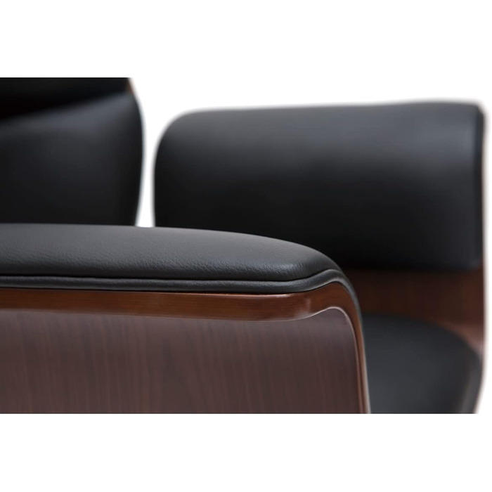 Офісний крісло Miliboo Design, чорний колір, з елементами темного дерева, модель Elon