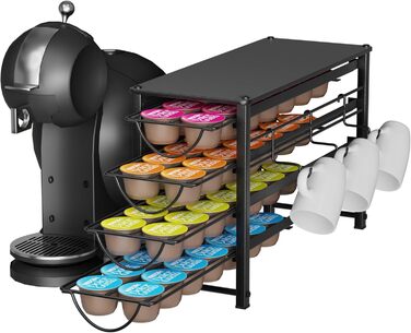 Тримач для капсул кави Dolce Gusto, 5-ярусний металевий ящик для капсул з тихими направляючими та антиковзними ніжками (56 капсул)