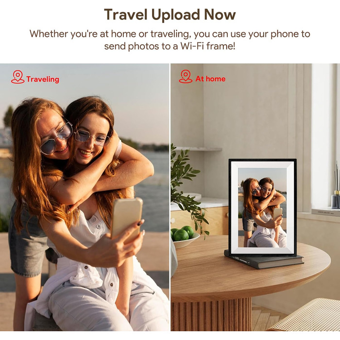Цифровий фоторамка Aorpdd з Wi-Fi, 10.1 дюйма, HD IPS, сенсорний екран, 32GB, автоматичне обертання, Frameo App, чорний