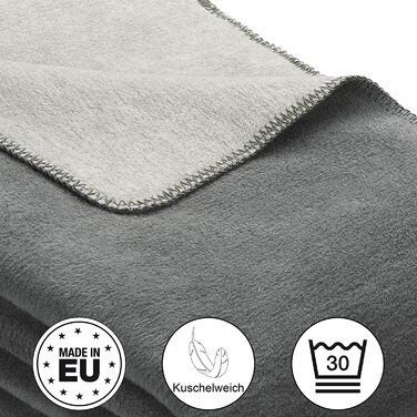 Ковдра Ibena Dublin на колінах 100x150 см - дитяче ковдру сірого кольору світло-сіре, м'яке ковдру з бавовняної суміші, приємно тепле і затишне, відмінної якості 100x150 см 840 сірий / сріблястий