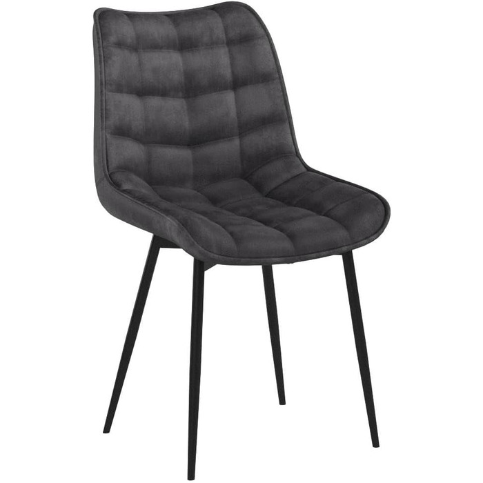 Набір обідніх стільців Woltu 4 шт., для вітальні, кухні, їдальні, м'який з підлокітником, з оксамитовою сидінням, металеві ніжки, до 150 кг, темно-сірий