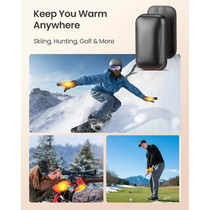 Електричні грілки для рук Gaiatop 2 шт. з магнітом, 4000mAh, USB, багаторазові, швидкий нагрів за 3 секунди, 3 режими, компактні, ідеальні для подарунків чоловікам та жінкам, чорні