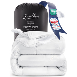 Плед з пуху та пера 135x200 см - сертифікована Oeko-Tex ковдра з м'якого пуху та пера - ковдра з пуху - сертифікована RDS літня та зимова ковдра - Duvet - ковдра на всі сезони 135 x 200 см