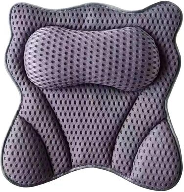 Подушка для ванни 4D Luxus, для голови, шиї, плечей та спини, ергономічна, з 6 присосками, для джакузі та домашнього спа (Чорний)