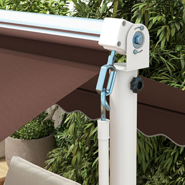 Автономна маркіза 4,5x3,4 м, з регульованим нахилом, з ручним приводом, металевий каркас, коричнева