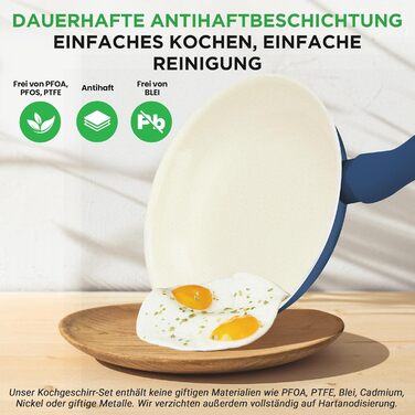 Набір посуду NutriChef 54 елементи: сковороди, каструлі, кухонні аксесуари, ножі, форми для випічки, для приготування здорової їжі (синій)