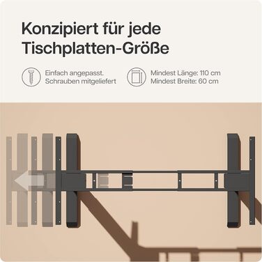 Електричний регульований стіл Desktronic - білий/чорний, з сенсорним керуванням та подвійним мотором