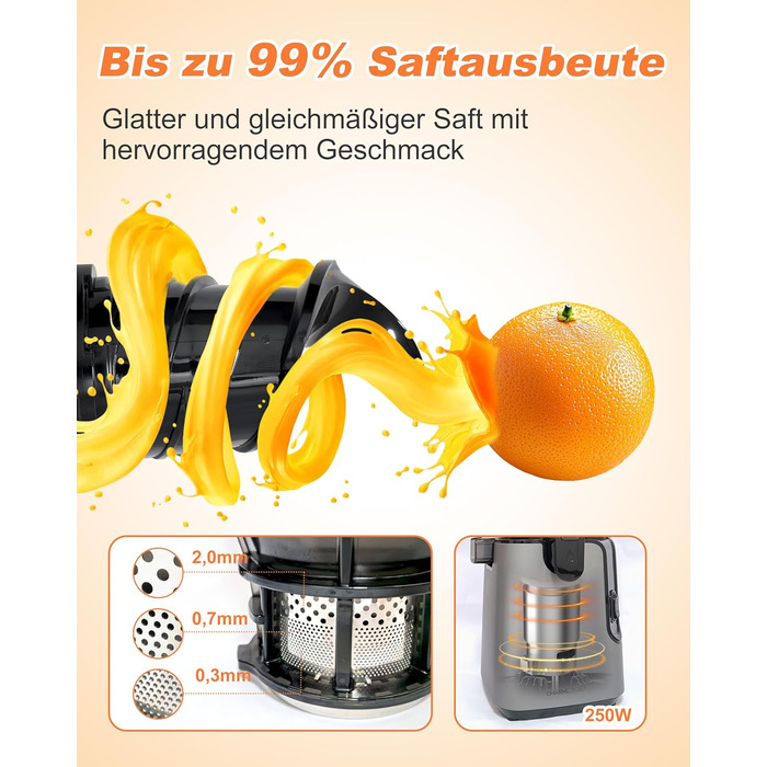 Charmline Slow Juicer: повільний соковитискач для фруктів та овочів, 1,8л, легке очищення