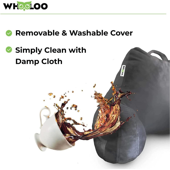 WhooLoo Лежанка для читання, спинка для підтримки, великий кут нахилу для дорослих, для перегляду телевізора, з м'якою оббивкою, проти печії, відпочинку, хропіння, 100% Memory Foam знімний чохол