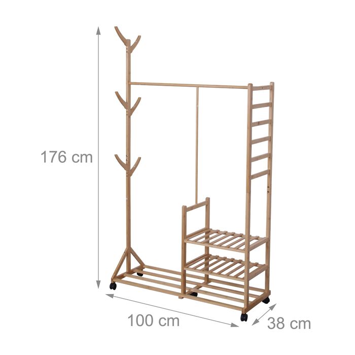 Підставка для одягу Relaxdays з полицею для взуття та гачками