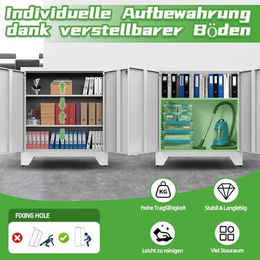 Металевий шафа-сейф для документів, 90x80x40 см, білий. Шафа для офісу, гаража, під інструменти, з комбінаційним замком, регульовані полиці