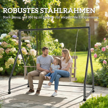 Універсальна міцна стійка для гойдалок, призначена для двомісних/тримісних гойдалок або гамака. Чорний колір.