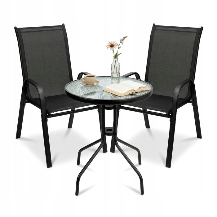 Комплект садових меблів із пластику eHokery, чорний, 3 предмети