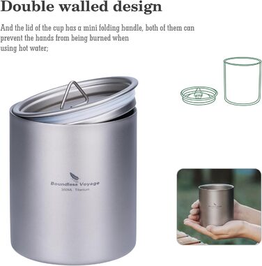 Термокружка iBasingo Titan 350мл з кришкою, з подвійними стінками, для дому, офісу, кемпінгу, подорожей