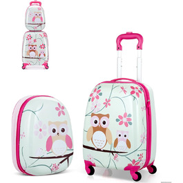 Дитяча валіза та рюкзак SOARS, дитячий візок на колесах з регульованою ручкою, набір валіз, дитячий багаж, дорожня валіза для хлопчиків та дівчаток, для іграшок, одягу (Owl A, 12'16') Owl A 12'16'