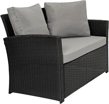 SVITA Roma: Комплект садово-розплічної групи з ротангу для відпочинку та обіду (софа, крісло, стіл), чорний колір