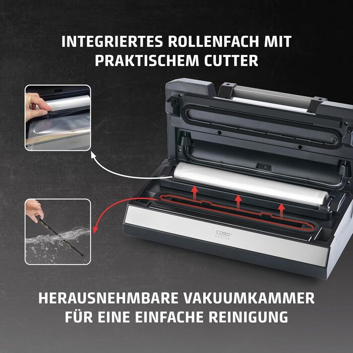 Вакууматор CASO VRH 790 advanced Pro з функцією CASOTEK Liquid, подвійним швом та набором пакетів, професійний вакуумний пакувальник