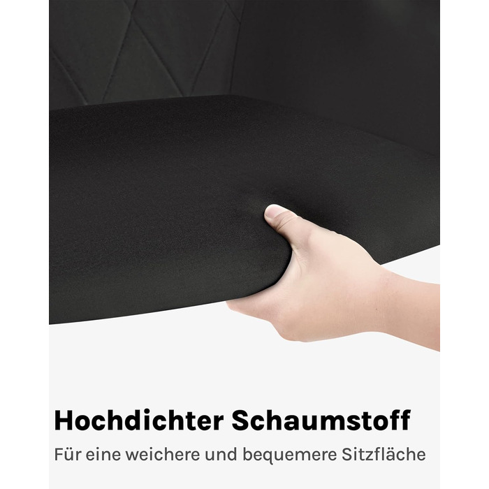 Набір обідніх стільців Woltu з підлокітниками та спинкою, для кухні, вітальні, їдальні, м'який оксамитовий чохол, металеві ніжки (Чорний, 8 шт.)