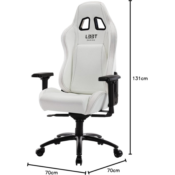 Ігрове крісло L33T E-Sport Pro Comfort, шкірозамінник, білий